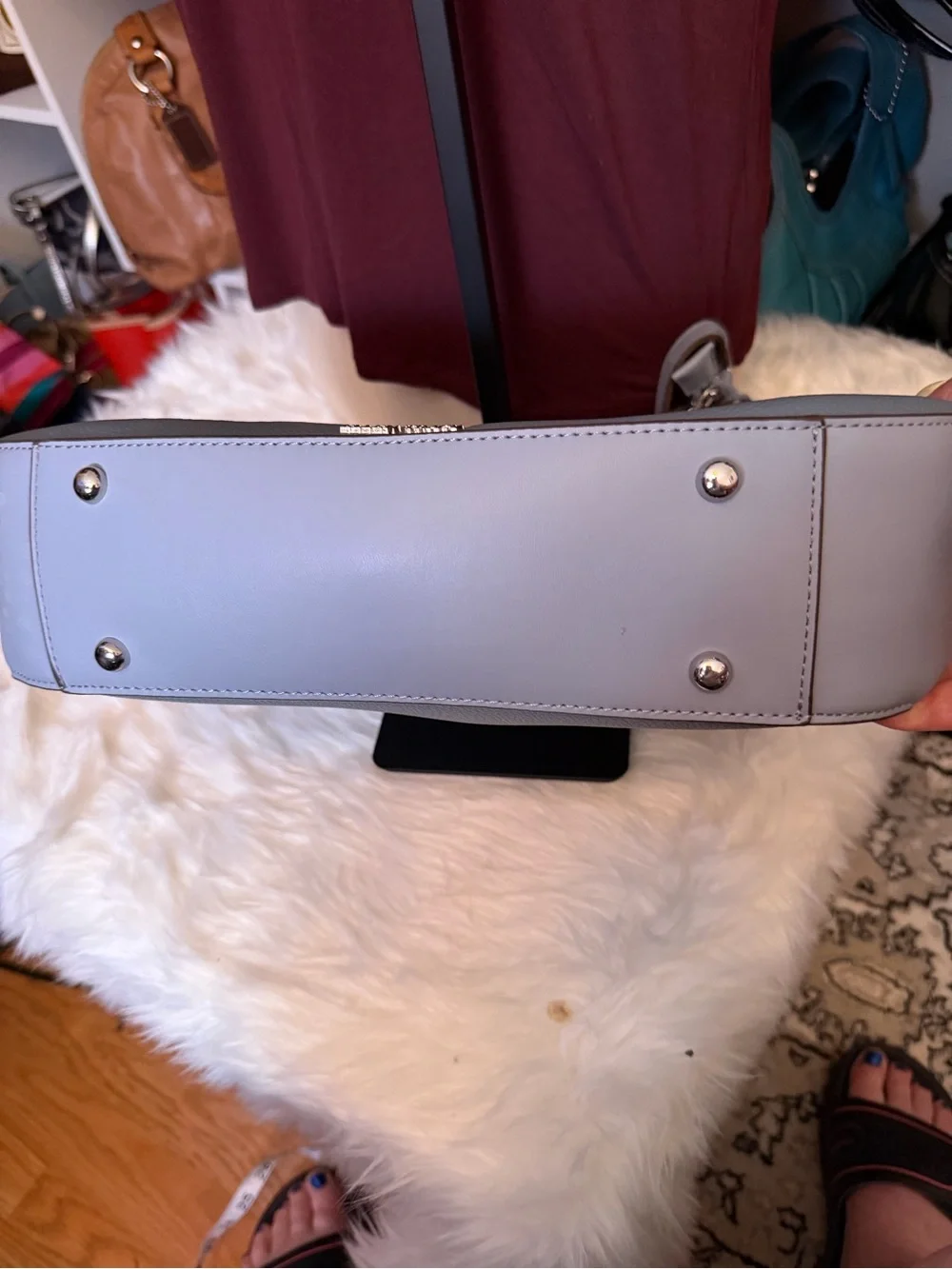 Ellen Tracy Pebbled Shoulder Bag in Steel Blue